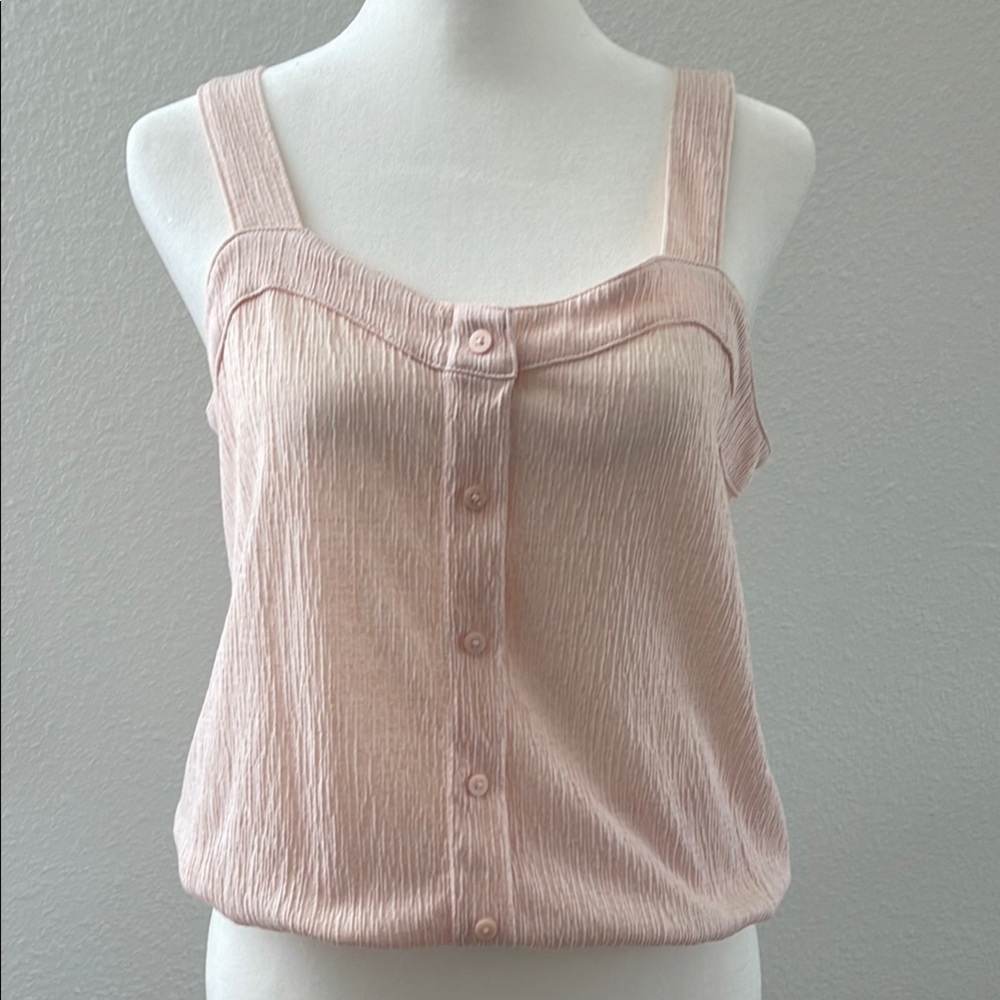 Pink Ribbed Tank Top with Scoop Neckline